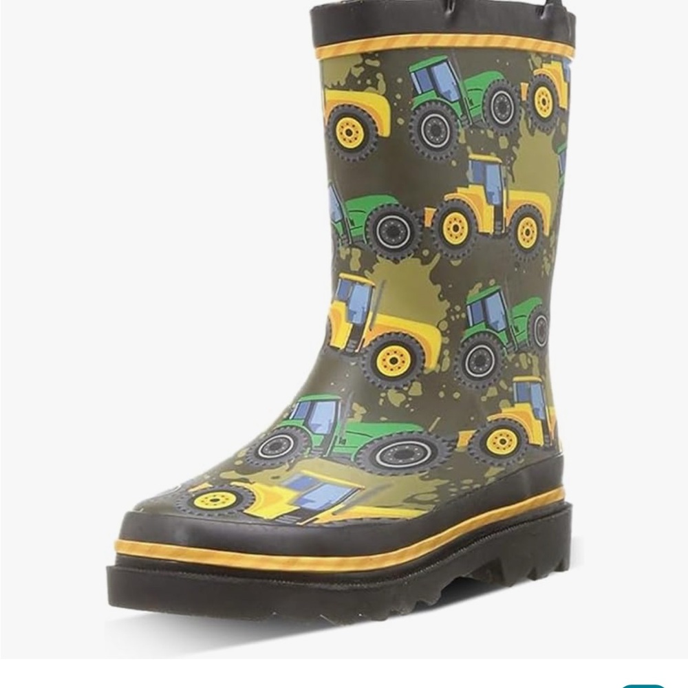 Kids Tractor Print Rain Boots